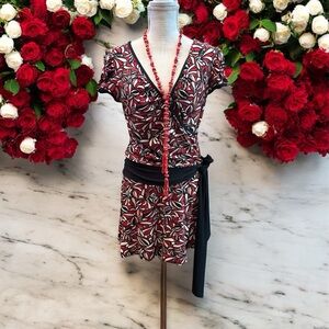 Speechless sz XL red white short dress low cut front Jersey fabric nice Strech